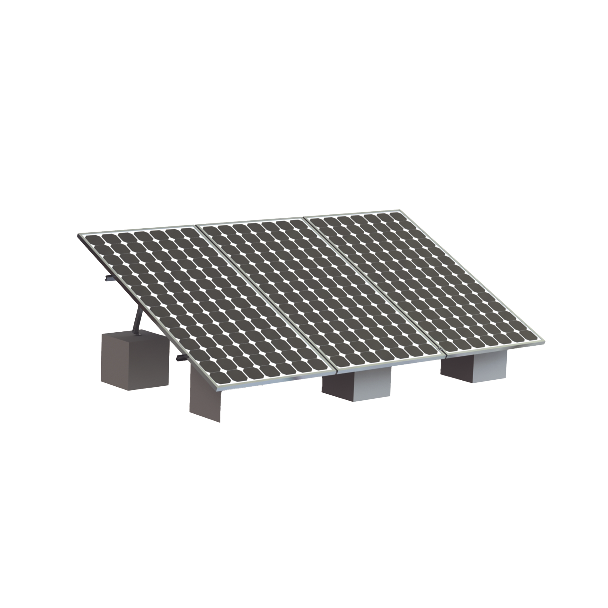 VEKTOR8R3M|Montaje para 3 Panel Solar, Riel "8" de 4050mm para M??dulos con Espesor de 35mm, Velocidad de Viento M?íx. 136km/h (20?? a 45??)
